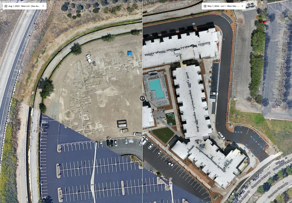 Construction site before and after image