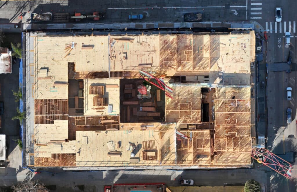 Measurable aerial jobsite map for tracking progress and site conditions.