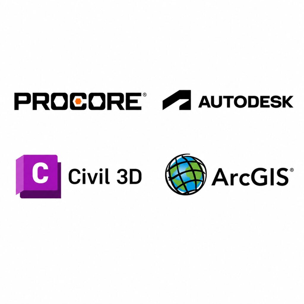 Procore, AutoDesk, Civil 3D, ArcGIS